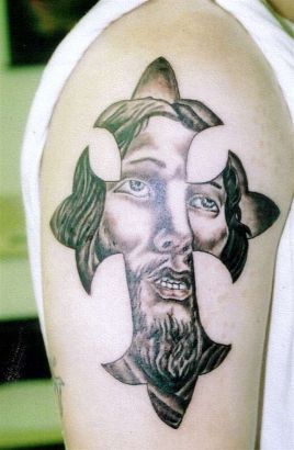 Jesus And Cross Tattoo On Arm